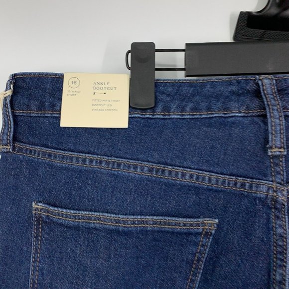Universal Thread Jeans Bootcut Ankle Crop Raw Hem Dark Blue NWT - Picture 9 of 11